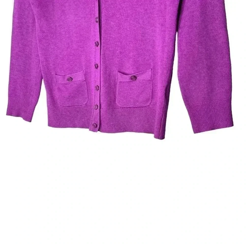 Banana Republic Wool Blend Purple Long Sleeve Button Down Cardigan Sweater Small - Picture 5 of 7